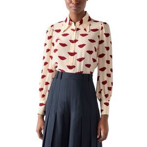 Lk Bennett Womens  Silk Sonya Blouse, Red
